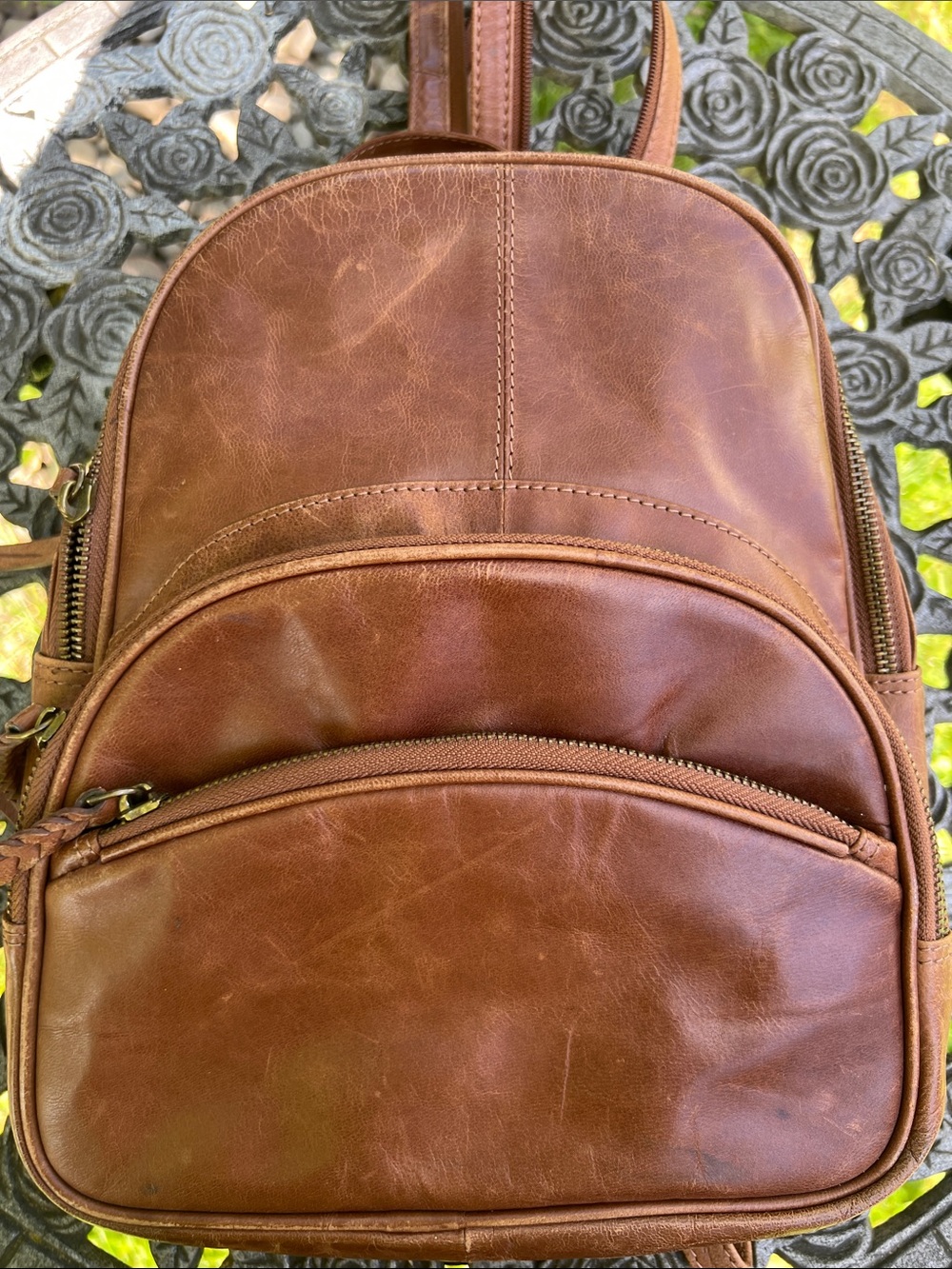 Tommy Bahama Brown Leather Backpack